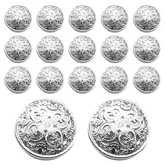 Luxshiny 30Pcs Metal Button for Coat Plated Silver Hollow Design Durable Rust Resistant Fastener for Clothing