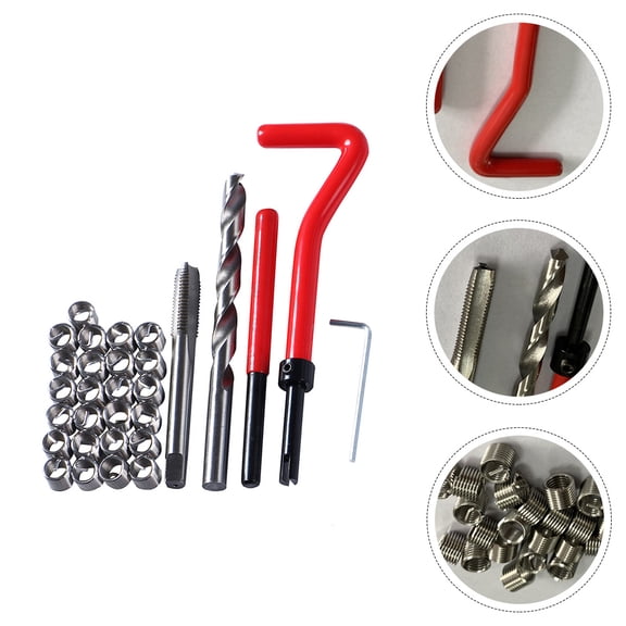 Luxshiny 30Pcs Wire Insert Kit Complete Thread Repair Tool Set for Car Engine Thread Restoration