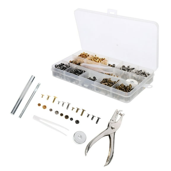 Luxshiny 360Pcs Fabric Rivet Kit Plated Silver with Rivet Installation Tool for Durable DIY Repairs