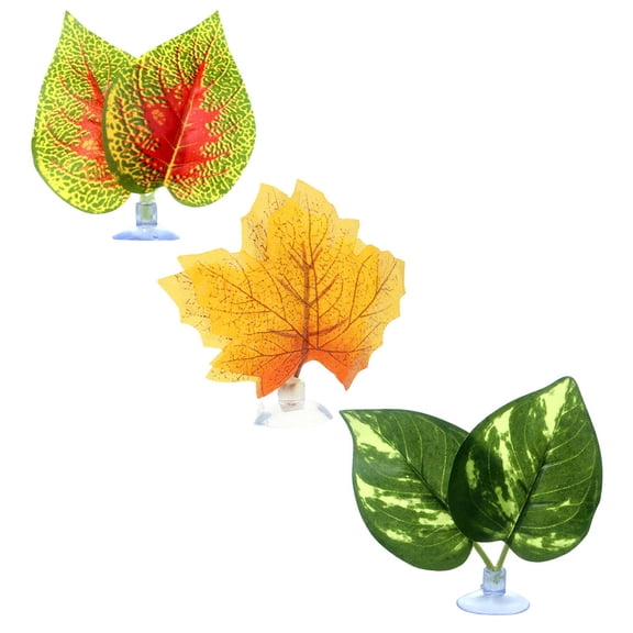 Luxshiny 3Pcs Assorted Color Betta Fish Leaf Pad Aquarium Accessories for Comfortable Habitat