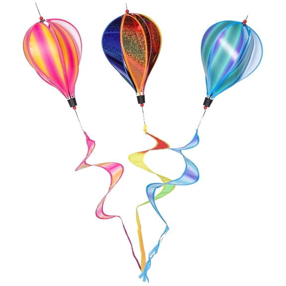 Luxshiny Assorted Color Hot Air Balloon Wind Spinners for Outdoor Decoration 3Pcs