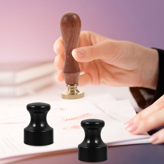 Luxshiny 3Pcs Black Round Stamp Handles for DIY Scrapbooking and Letter Personalizing Crafts