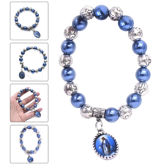 Luxshiny 3Pcs Chic Blue Bangle Bracelets Featuring Cross Design for Fashionable Wrist Jewelry