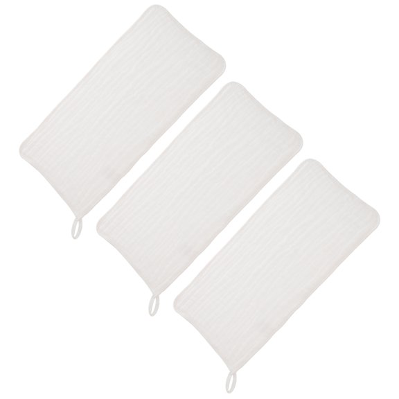 Luxshiny 3Pcs Convenient White Cotton Burp Cloths Absorbent Wear Resistant Household Towels