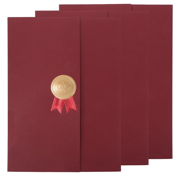 Luxshiny 3Pcs Dark Red Paper Certificate Holder Protective Cover for Awards and Diplomas