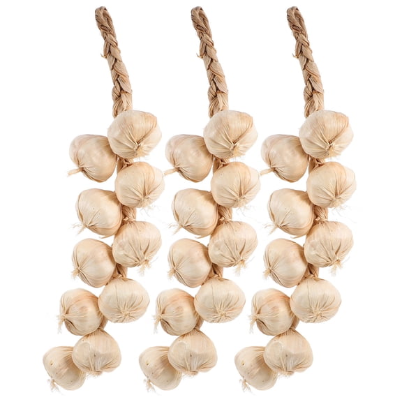 Luxshiny 3Pcs Garlic Decor Strings White Plastic Farmhouse Kitchen Decor Harvest Festival