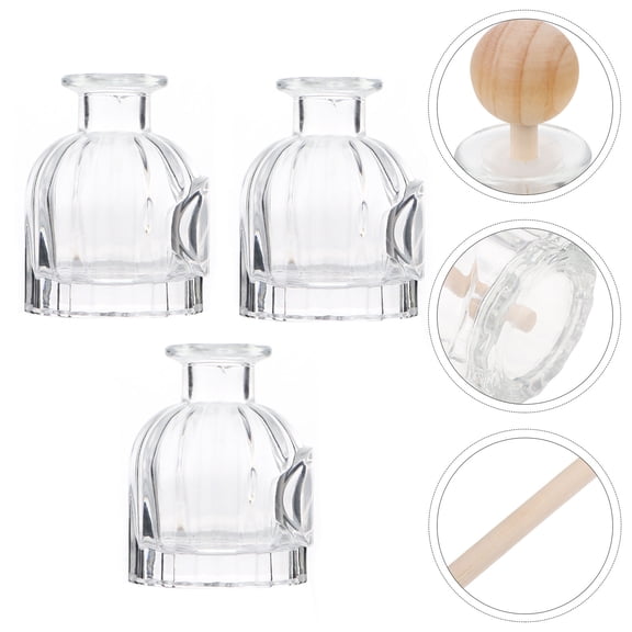 Luxshiny Diffuser Bottles Empty Glass Diffuser Bottles Transparent 3Pcs