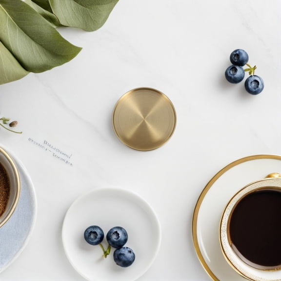 Luxshiny 3Pcs Golden Copper Coaster Decorative Mug Cup Mats for Home and Office Table Protection