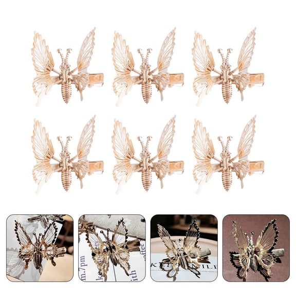 Luxshiny 3Pcs Golden Hair Clip Accessories Lightweight Modeling Bobby Pin for Special Occasions