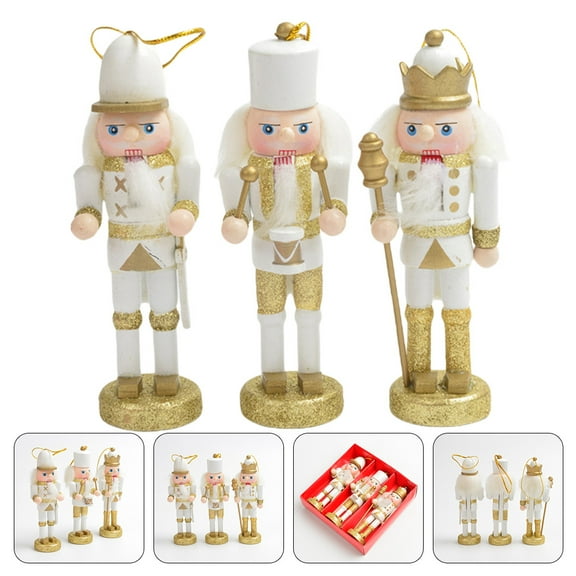 Luxshiny Set of 3 Hanging Wooden Nutcracker Ornaments for Christmas Tree and Holiday Home Decoration