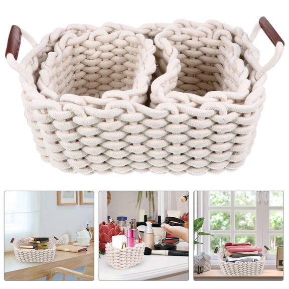 Luxshiny 3Pcs Household Nesting Baskets Eco Friendly Storage Containers with Convenient Handle