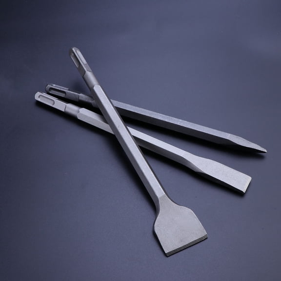 Luxshiny 3Pcs Industrial Grey Electric Chisel Set with Hardened Steel for Masonry and Tile