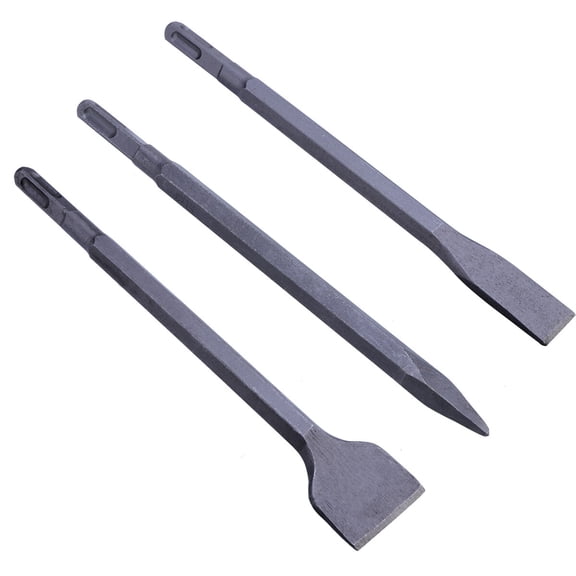 LITINKIMI 3-Piece Grey Electric Hammer Chisel Set, High Strength Hardened Alloy Steel for Drilling, and Construction Use