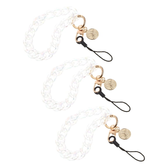 Luxshiny 3Pcs Cellphone Strap Transparent Plastic Alloy Anti-lost for Daily Use