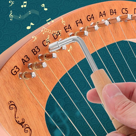 Luxshiny 3Pcs Lyre Harp Tuning Wrench Beige Wood with Inner 4 Edge Design for Music Instrument Repair