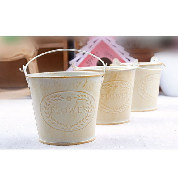 Luxshiny 3Pcs Metal Bucket Planter for Home Furnishings and Shopping Malls 11.8x2.6x3in