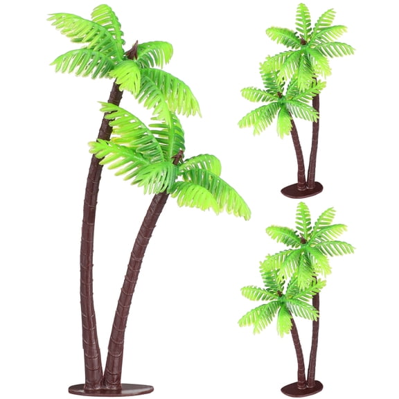 Luxshiny 3Pcs Mini Palm Tree Figurine Plastic For Small Garden DIY Terrariums
