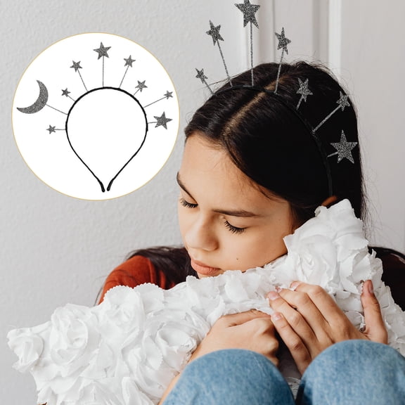 Luxshiny 3Pcs Moon Star Hairband Silver Alloy Decorative Headwear Lightweight Comfortable