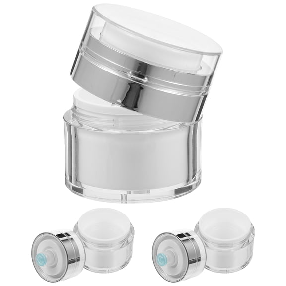 Luxshiny 3-Pack Airless Pump Plastic Jars for Women - Refillable Skincare Containers for Creams and Lotions