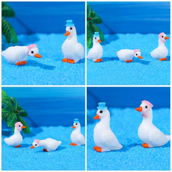 Luxshiny 3Pcs Simulation Swan Statues White Resin Craft for Outdoor Garden Or Fish Tank