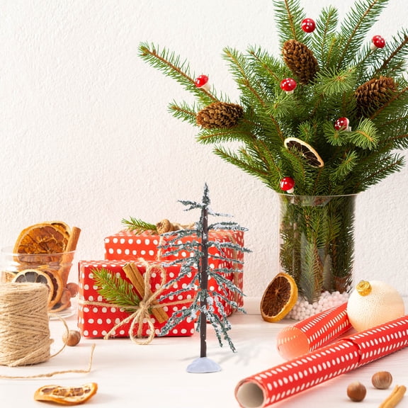 Luxshiny 3Pcs Small Christmas Trees Artificial Bottle Brush Trees for Winter Tabletop Holiday Decor