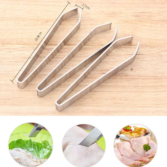 Luxshiny 3Pcs Stainless Steel Fish Bone Clip for Restaurant Kitchen Use Hair Removing Tool Silver