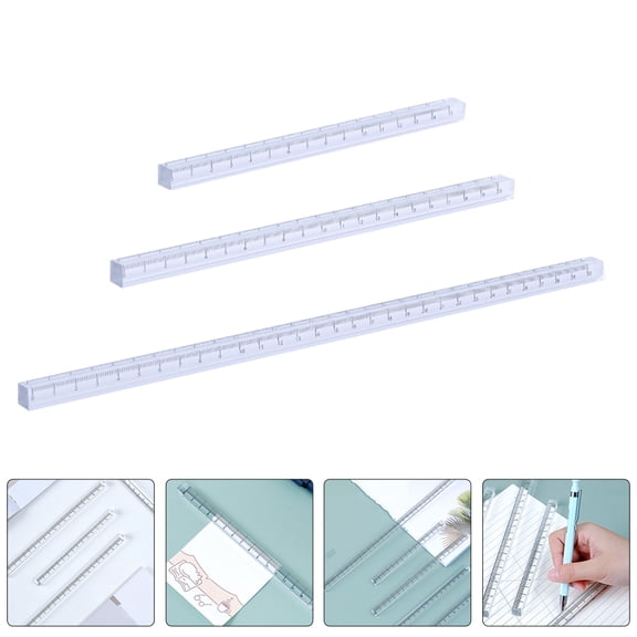 Luxshiny 3Pcs Transparent Practical Straight Ruler for 20in