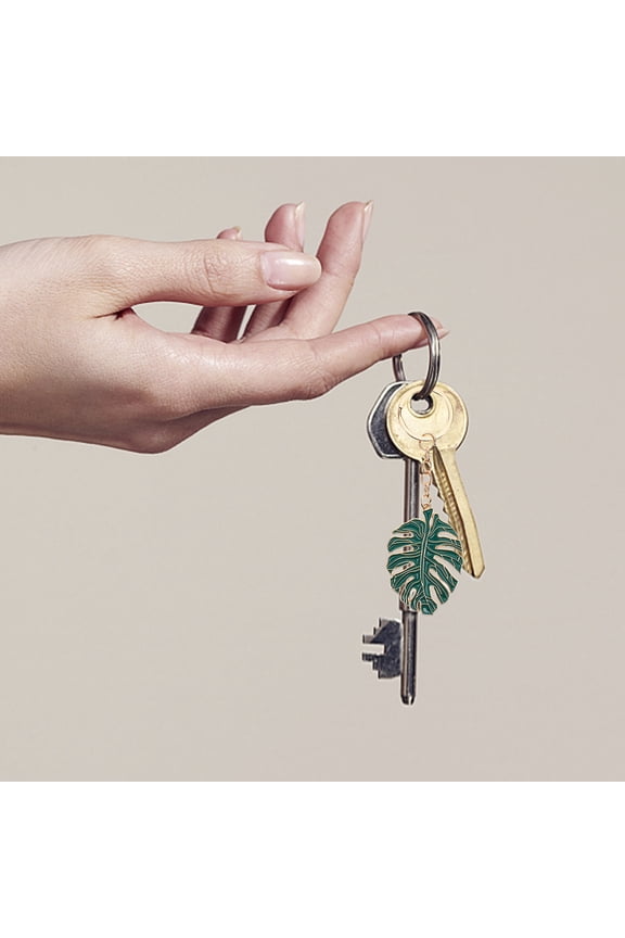 3-Pack Tropical Palm Leaf Keychains, Alloy Key Holders, Decorative Accessories for Keys, Bags, and Everyday Use