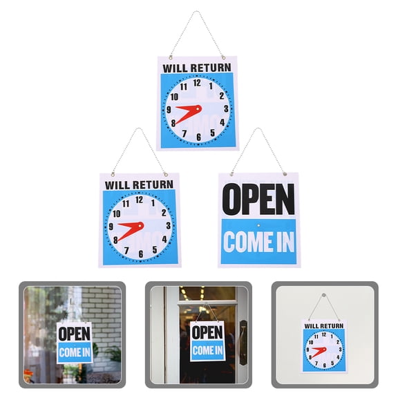 Luxshiny 3Pcs Unique Will Return Wall Clock Sign Pendant for Bars Cafes and Event Decoration