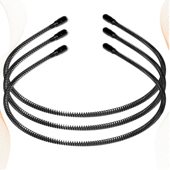 Luxshiny 3Pcs Unisex Black Spiral Shape Hair Hoop Sports Hairband Invisible Anti Slip
