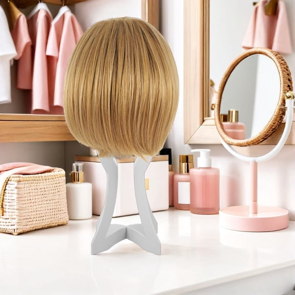 Luxshiny 3Pcs Portable White Wig Display Stands for Hair Extensions and Styling