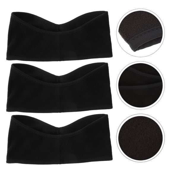 Luxshiny Warm Head Wrap Polar Fleece Black Winter Style Headdress 3Pcs