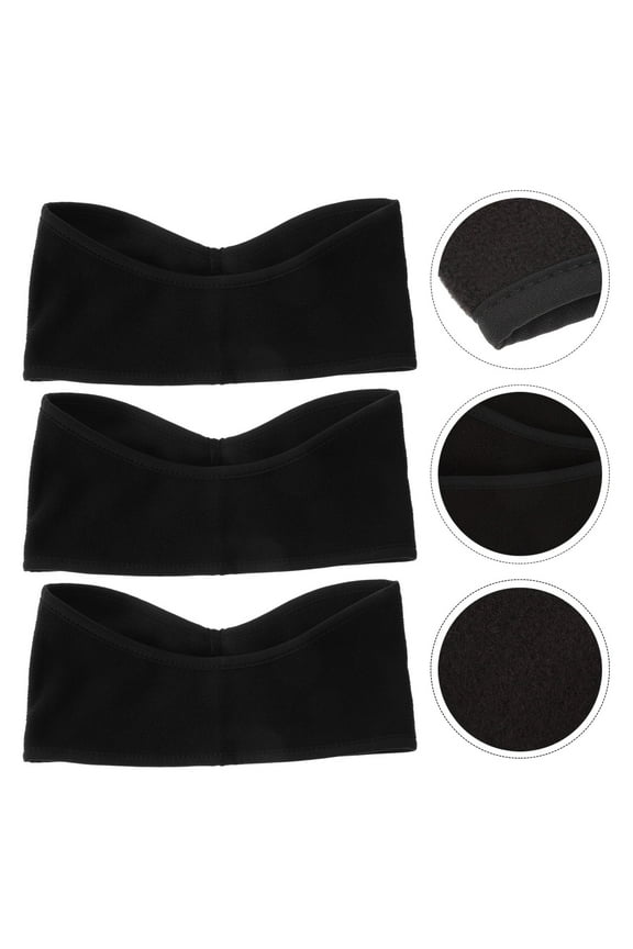 Warm Head Wrap Polar Fleece Black Winter Style Headdress 3Pcs
