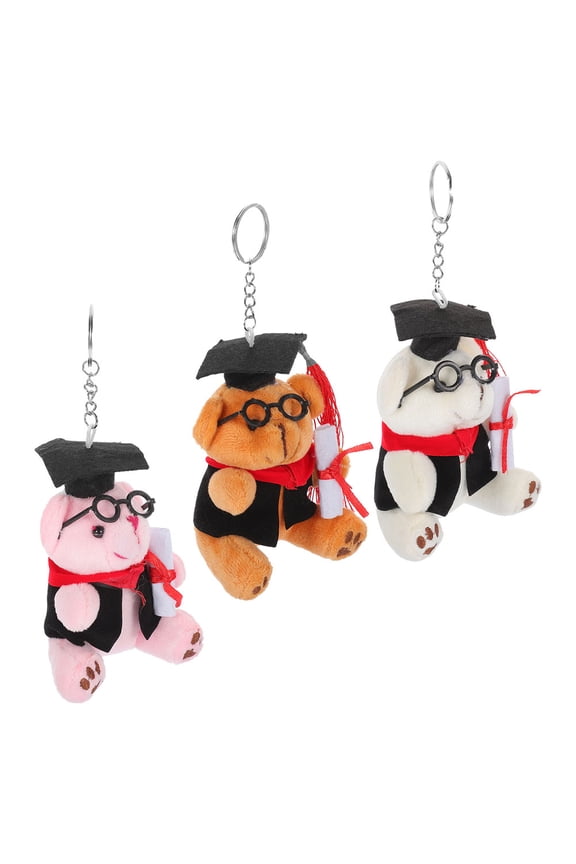 3pcs Bear Key Chain Pendant Backpack Keychain Zinc Alloy Decoration for Giving