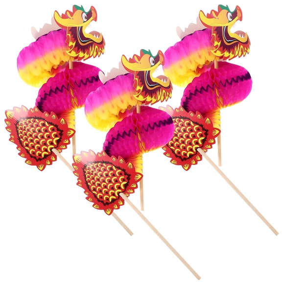 Luxshiny 3pcs Chinese New Year Dragon Paper Decorations Honeycombs for Kids Crafts