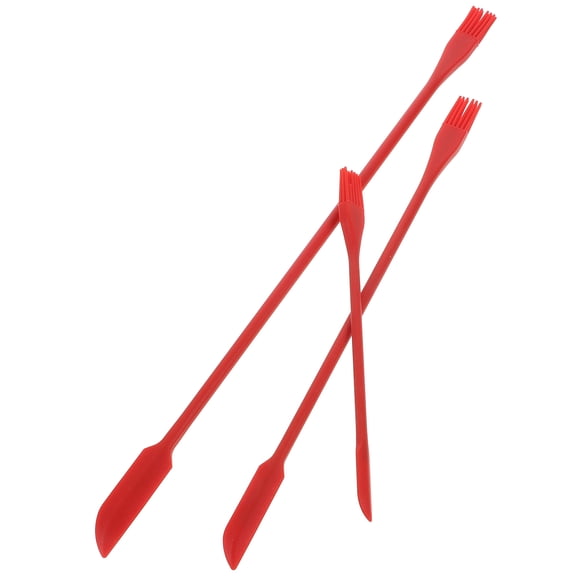 Luxshiny 3Pcs Silicone Butter Scraper Set Red Double Headed for Baking and Kitchen Use