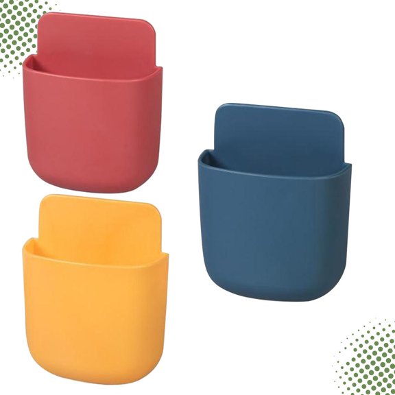 Luxshiny 3-Piece Wall-Mounted Mobile Phone Holder Set, Red ABS, Space-Saving Phone Storage for Home Organization