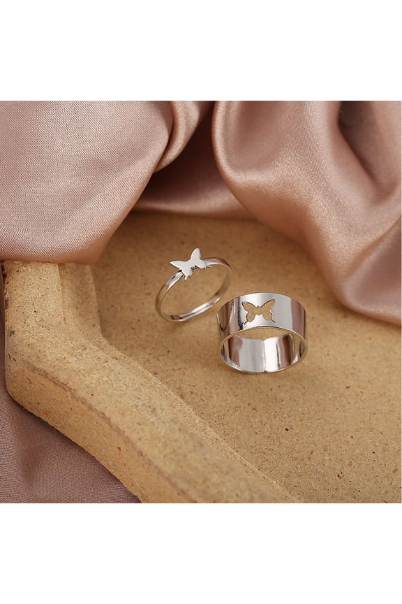 4 Pairs Cute Rings for Teens Assorted Color Zinc Alloy Heart Shaped Rings Working