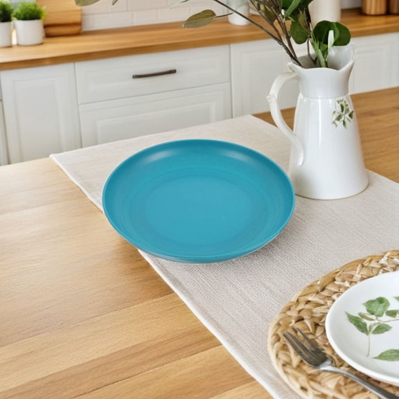 Luxshiny 4 Pcs Wheat Straw Plate Round Plates for Fruit Serving Adults