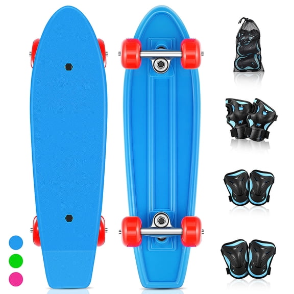 Luxshiny Complete Skateboard Set with Metal Deck and Protective Gear for Outdoor Street Use
