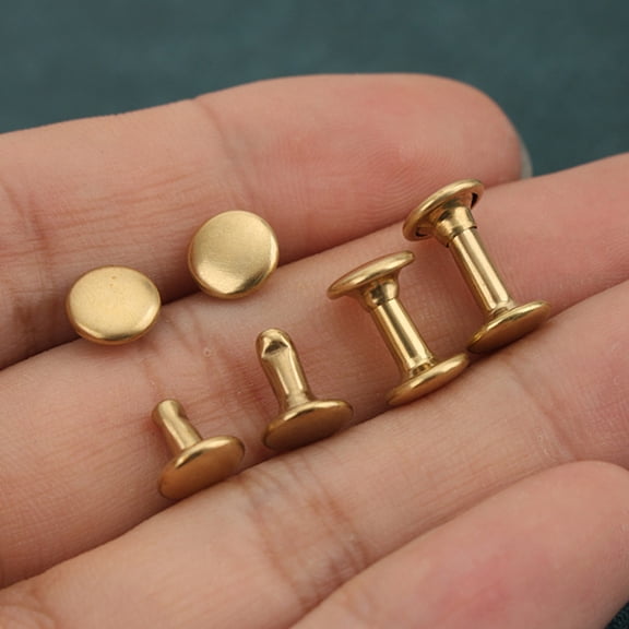 Luxshiny 40 Sets Copper Craft Rivets Brass Golden for Decorating Clothing Makers