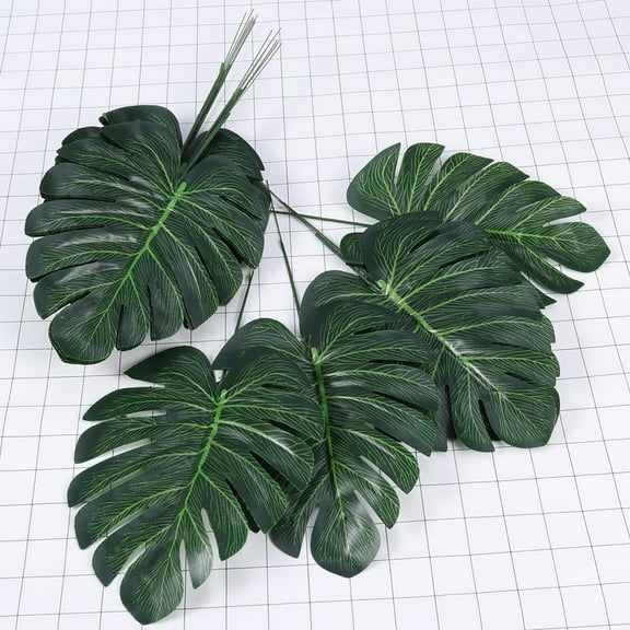 Luxshiny 40Pcs Artificial Green Leaves Tropical Plants Green Plastic Home Decoration for Dining Table