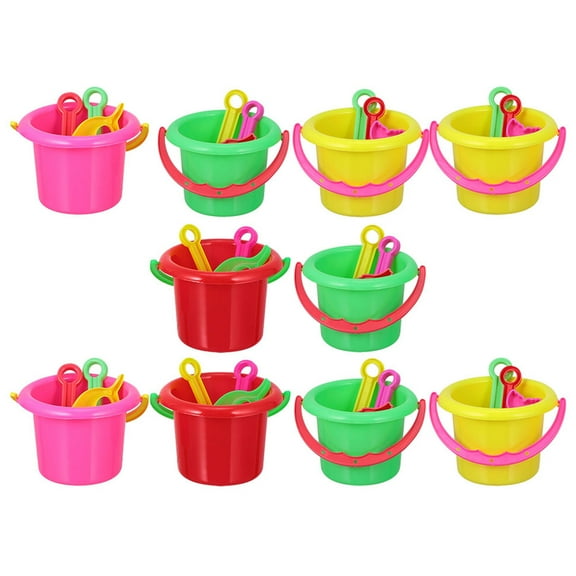 Luxshiny 40Pcs Assorted Color Lightweight Plastic Beach Buckets Ideal for Outdoor Beach Activities