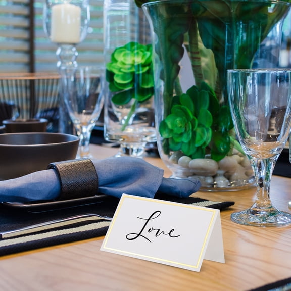 Luxshiny 40Pcs Blank White Table Name Place Cards with Smooth Texture for Elegant Table Seating and Events