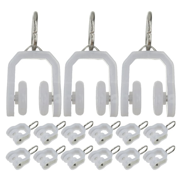 Luxshiny 40Pcs Curtain Track Plastic Double Wheel Rollers White Smooth Gliding Ceiling Mounted Hardware