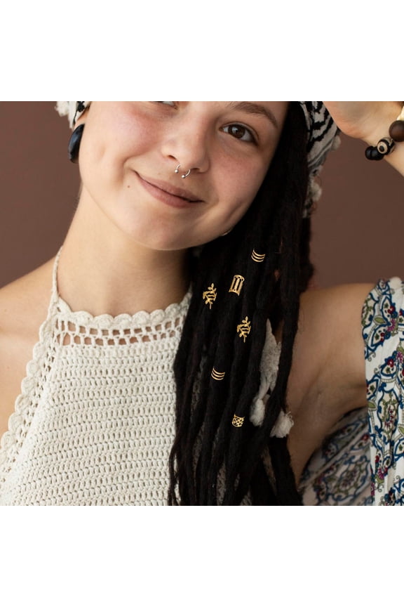 40Pcs Viking Hair Accessories Golden Hollow Hair Rings for Braids and Dreadlock Extensions