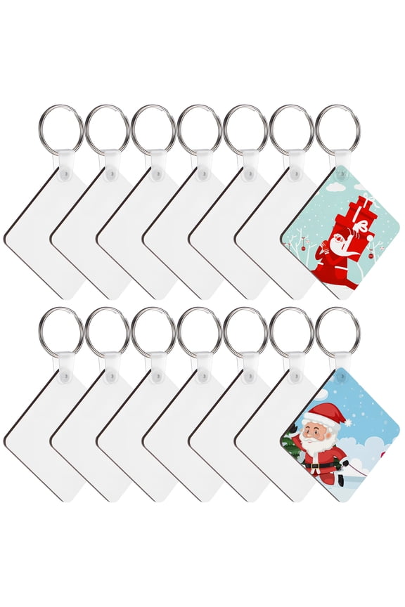 40Pcs Clear Acrylic Keyring Tags Double Sided Sublimation Blanks for Custom Use