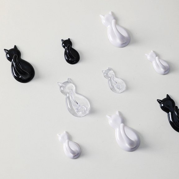 Luxshiny 4PCS Cat Wall Hooks Plastic Hanging Hooks for Homeowners Renters