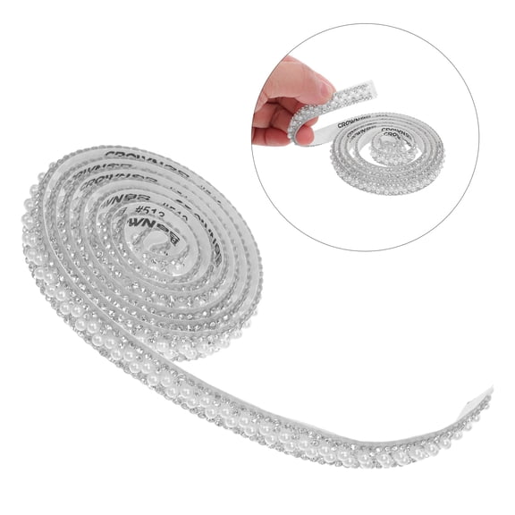Luxshiny 4-Pack Adhesive Crystal Rhinestone Ribbon Rolls for Wedding Table Decor and Hat Band Embellishments