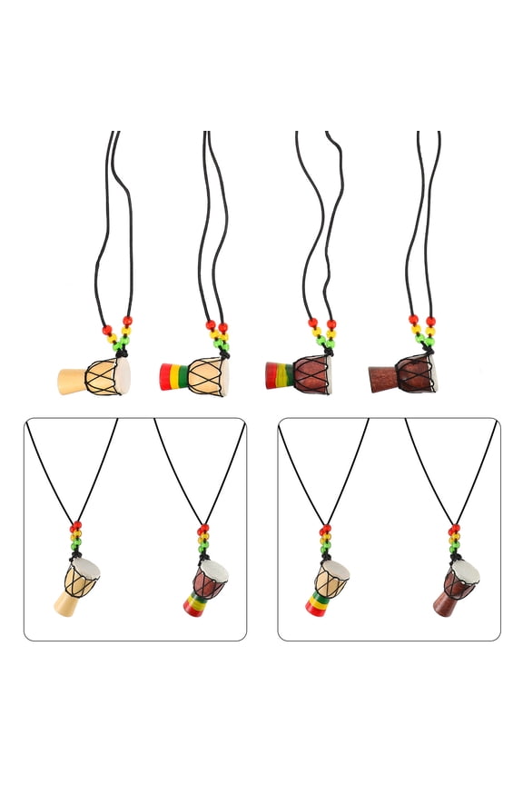 4Pcs African Drum Neck Chain in Assorted Color Creative Hanging Pendant for Special Occasions
